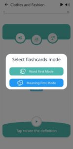 langeek app flashcard modes