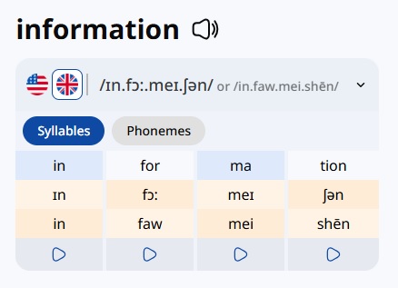 LanGeek PhonoMap pronunciation display for the word information